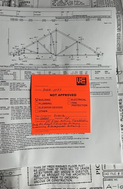 Plan and inspection materials from the 12 and 14 Wye Mill project.